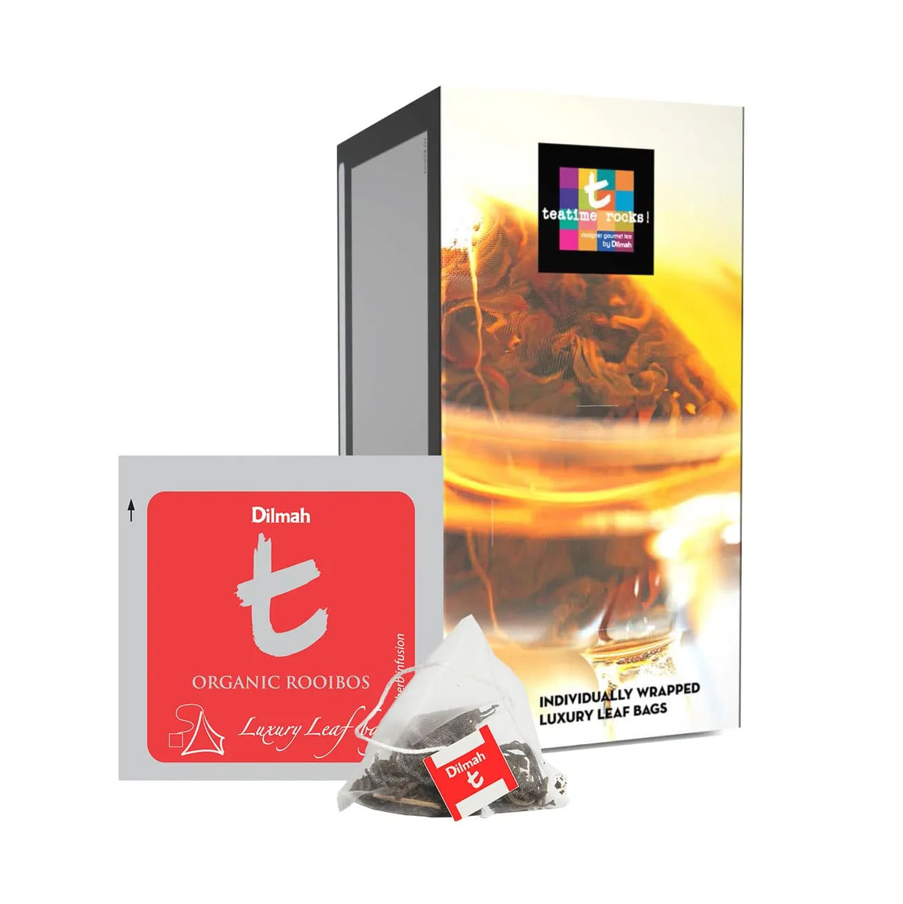 Pack of 50 individually wrapped tea bags of rooibos with tea bags