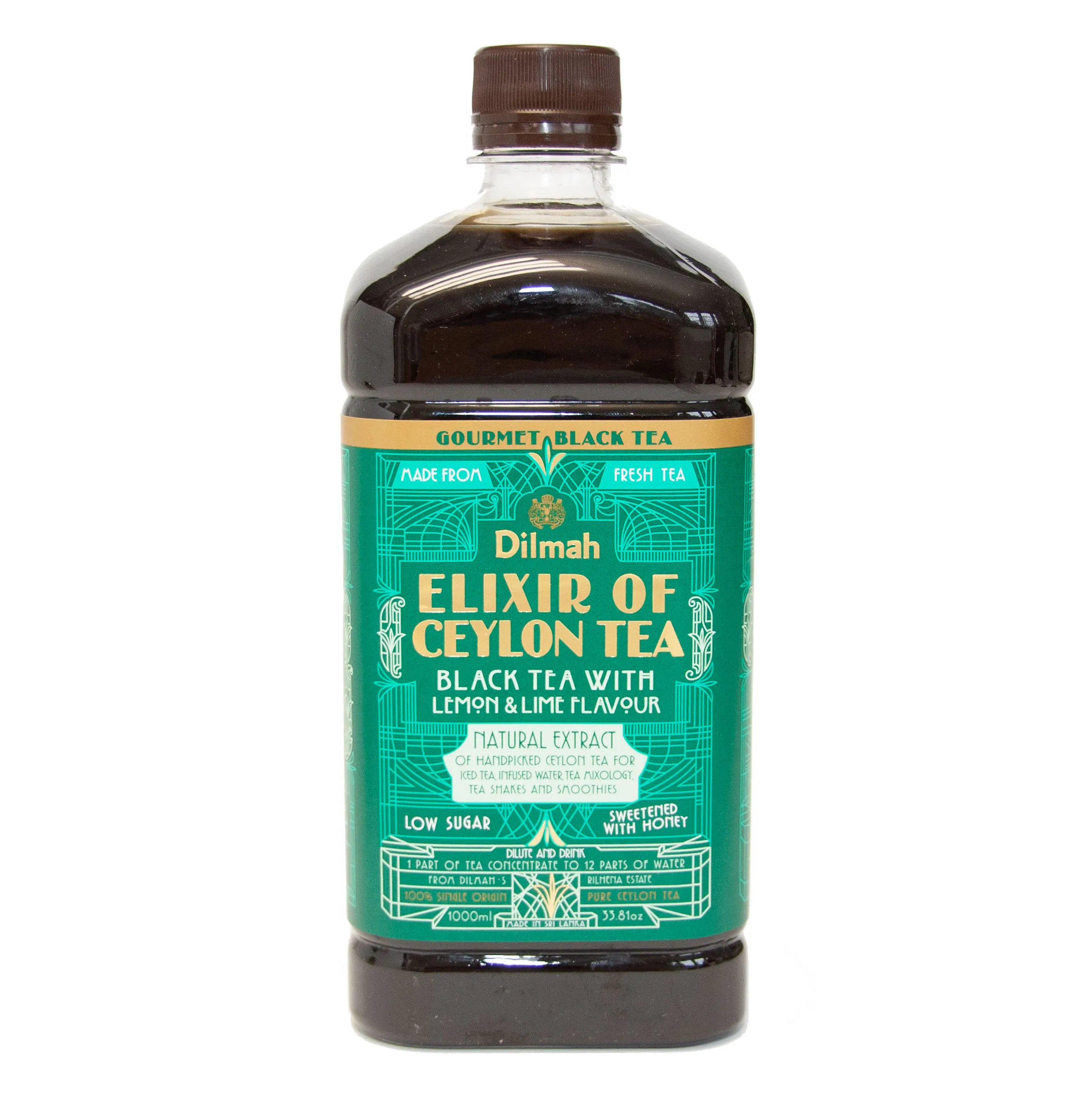 Bottle of Elixir of Ceylon black tea with Lemon and Lime flavour