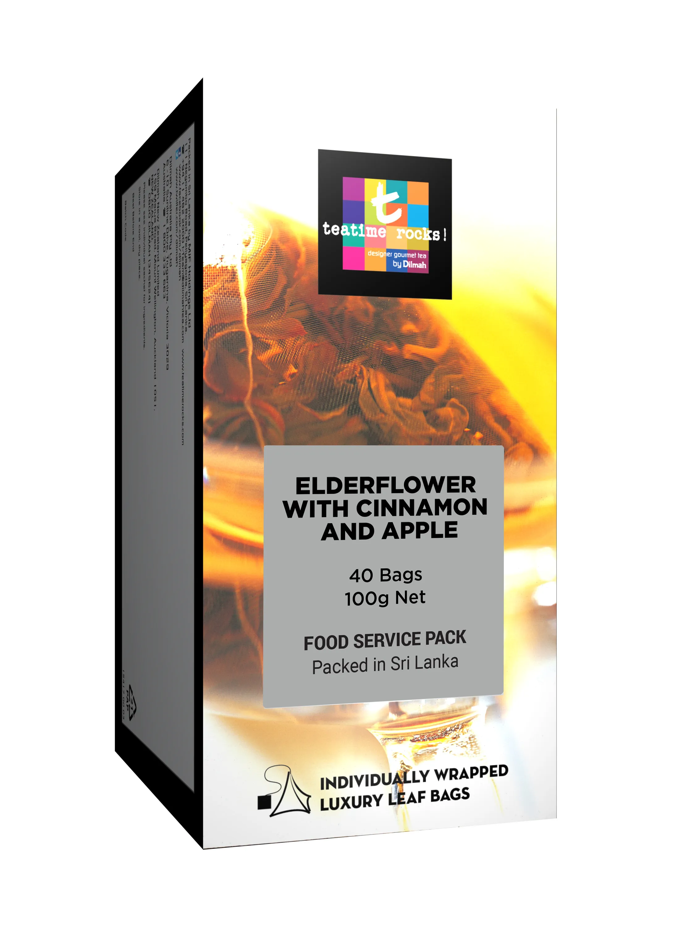Pack of 40 sachets of elderflower, cinnamon and apple infusion
