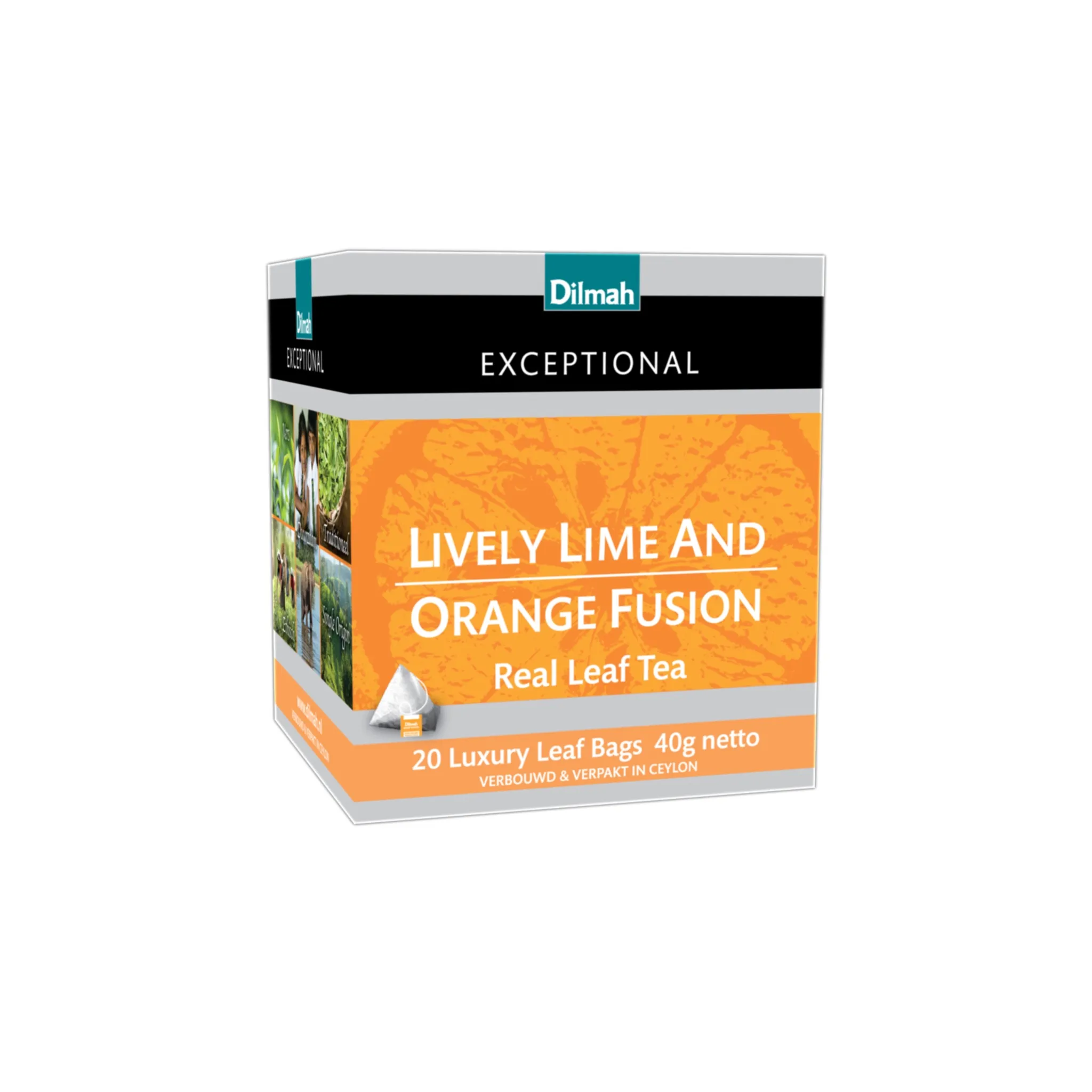 Pack of 20 tea bags of Lively lime and orange fusion