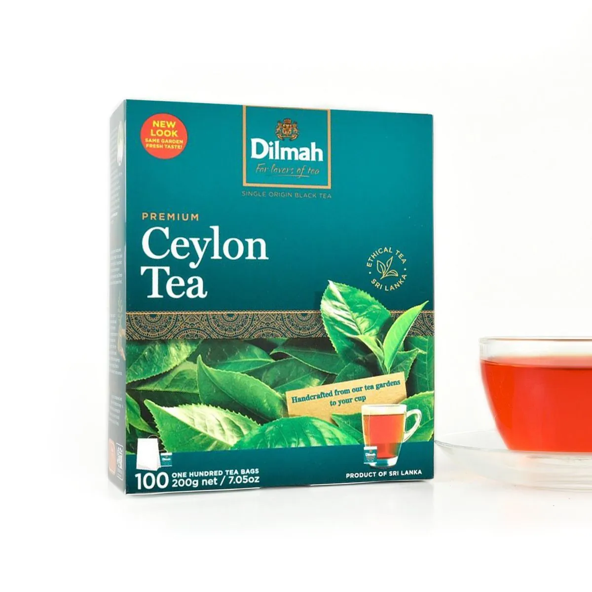 Pack of 100 tea bags of Premium Ceylon Black tea with cup
