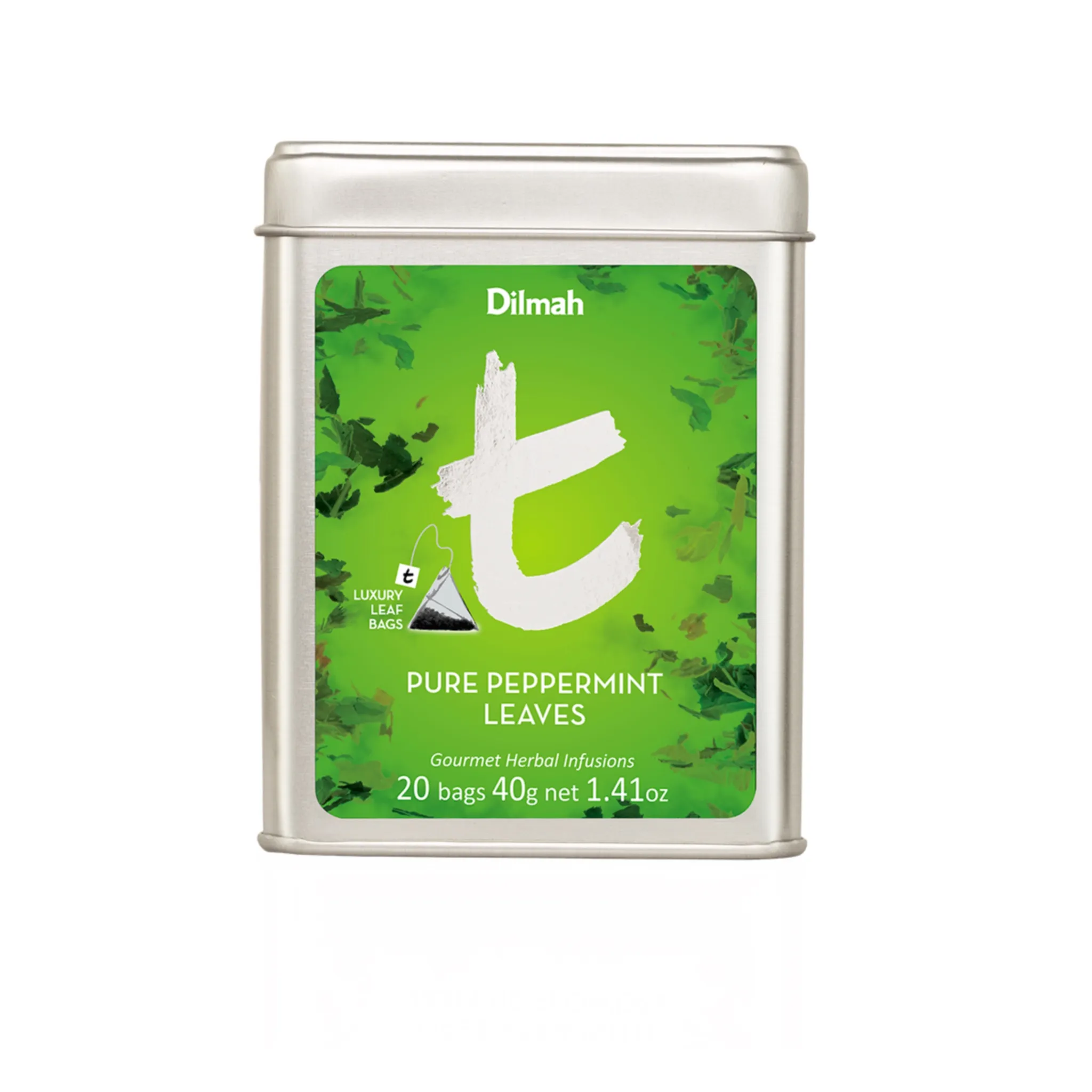 20 tea bags of Pure Peppermint Leaves in tin