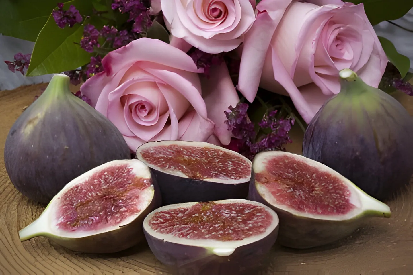 roses and figs on a table