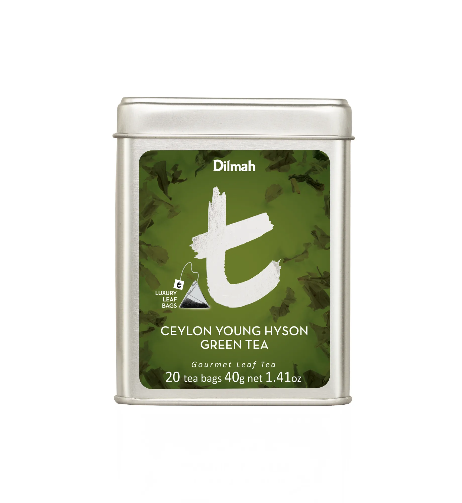20 luxury tea bags of Ceylon Young Hyson Green Tea in tin