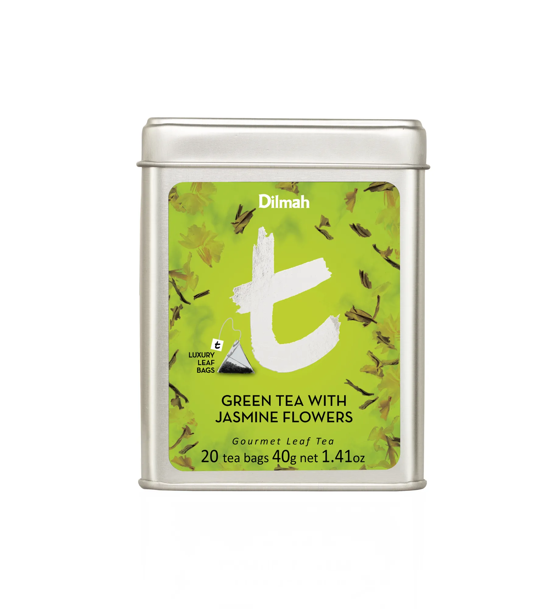 20 luxury tea bags of Green Tea with Jasmine Flowers in tin