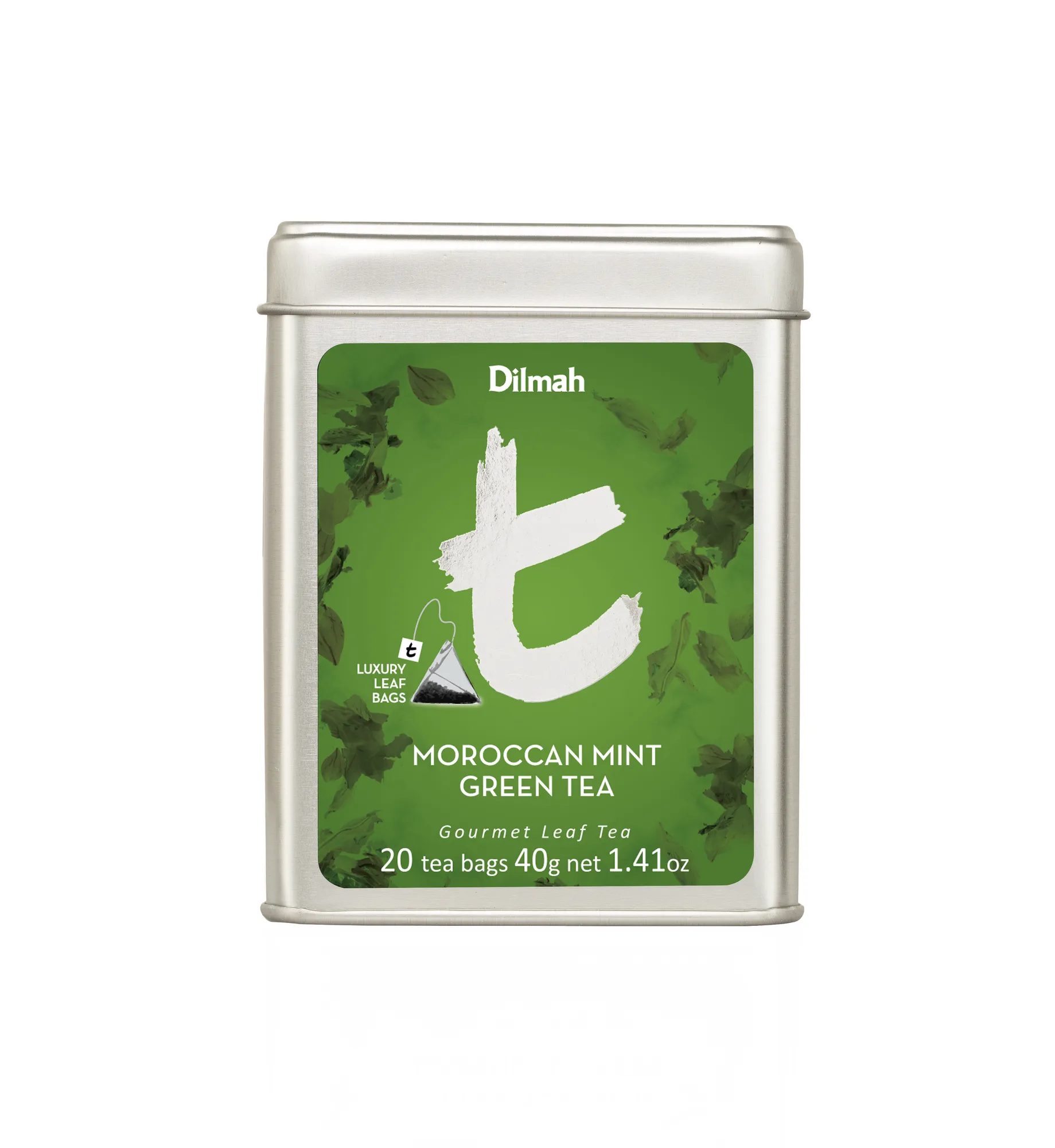 20 tea bags of Moroccan Mint Green Tea in tin
